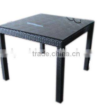 garden treasures outdoor furniture in black flat wicker in KD vision with 5mm clean glass table top