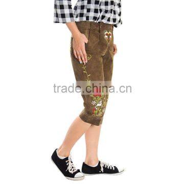 Bavarian LEDERHOSEN Goat Suede Leather Pants Oktoberfest DARK GREEN Size W24-W32 photo-2