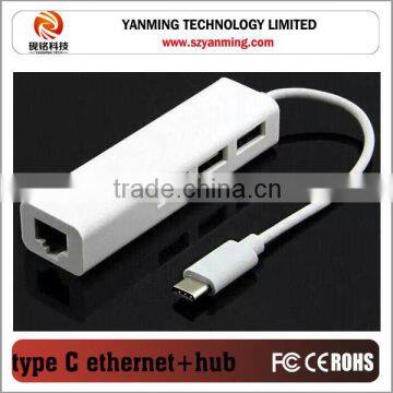 USB 3.1 Type C RJ45 Ethernet Adapter with USB2.0 3 ports usb hub