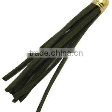 Suede Cord Pendants, with Golden Color Copper Findings, Olive, Size: 10x83mm, hole: 2mm(LC-G001-5)