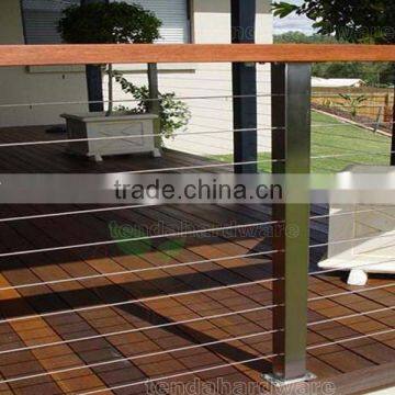 stainless steel square post wire railing with timber handrail