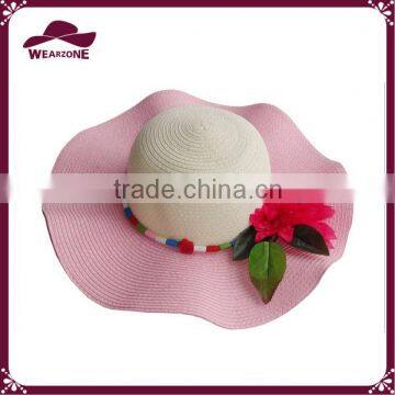 Handmade Natural Stylish Wide Brim Women Straw Hats Wholesale With Decoration