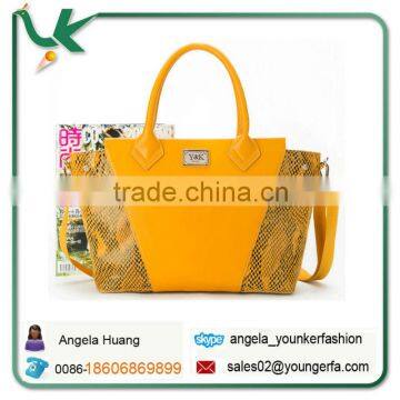 wholesale designer branded Lemon Yellow Snake Leather Tote Bag for Ladies