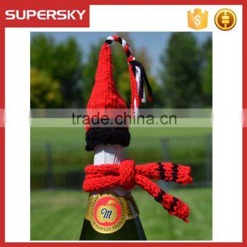 A-856 Holiday Party Wine Bottle Cover Decoration Crochet Wine Bottle Topper Christmas Gift Wine Bottle Cozy Hat and Scarf Set photo-2