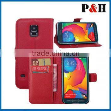 Classic wallet card slots case cover for Samsung S5, book flip leather case for samsung s5