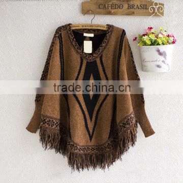 2015 New winter European romantic shawl bat sleeve sweater knit cape coat