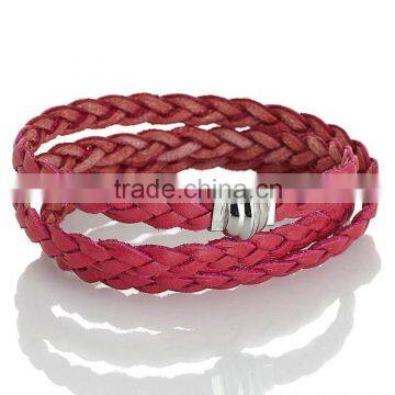 bracelet fashion 2013 stainless steel clasp vners leather wrap bracelet