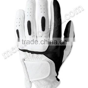 Black White Leather Golf Gloves