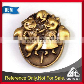 Cartoon squirrel couple 3D embossed pin badge