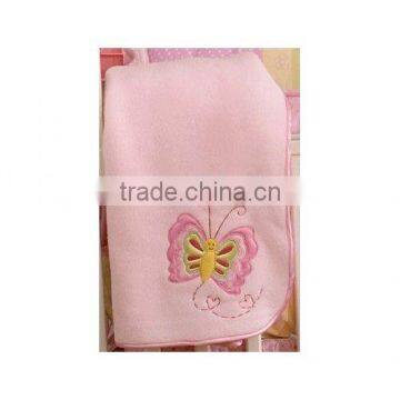 Polar fleece blanket with embroidery for whole sale