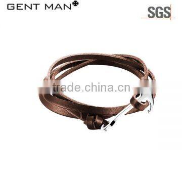 2016 Coolman Brown Real Leather Anchor Bracelet