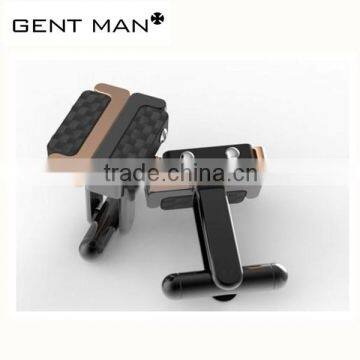 Modern style cheap custom carbon fiber shape metal stainless steel cufflinks for men