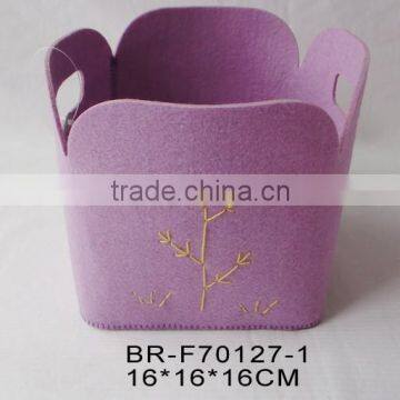 Felt Square Basket With Embroidery Tree photo-2