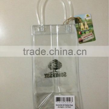 Transparent clear pvc plastic wine cooler ice handle bags