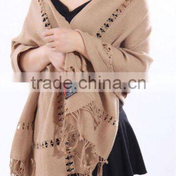 100% fine cashmere wool shawl with laces