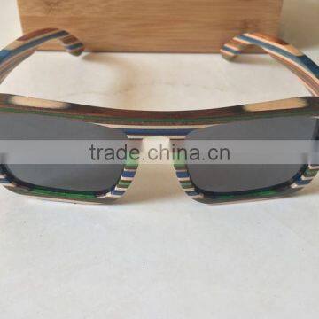 skateboard Wood Sunglasses ,colorful wood &bamboo glasses, Wooden Frame Material and Polarized Lenses Material Wood Sunglasses