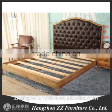 Antique PU leather wood bedroom furniture