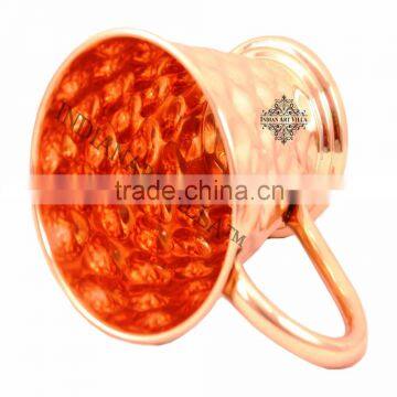IndianArtVilla Pure Copper Big Daimond Mug Moscow Mule Cup 450 ML - Serving Beer Cocktail Wine Bar Hotel Restaurant Drinkware photo-2