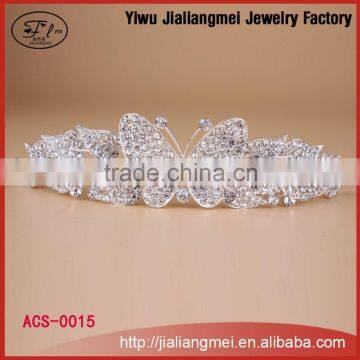 Wholesale good quality alloy butterfly hair piece crown for girls