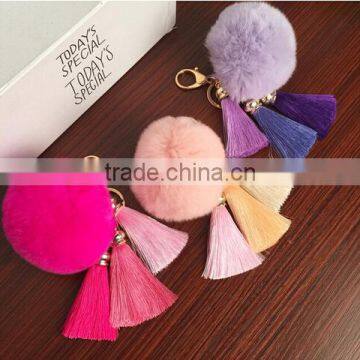 Fashion Hot Furry Ball Keychain Bag Key Hanging Tail Accessories Rabbit Fur Key Ring photo-4