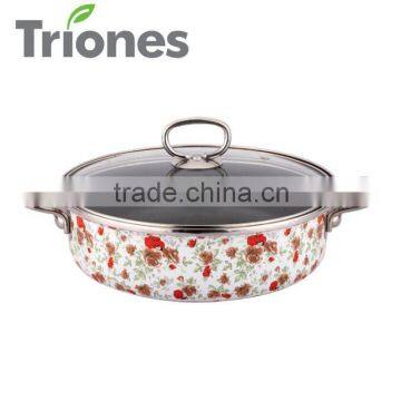 carbon steel non stick Porcelain Enamel shallow casserole (TR- E2420)