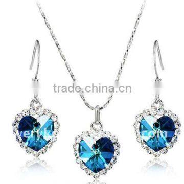 2012 Fashion Heart Zircon Pendant Costume Jewelry Set FCM-10058