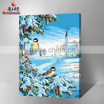 The famous artwork handmade little bird oil painting by numbers on canvas wholesale from china