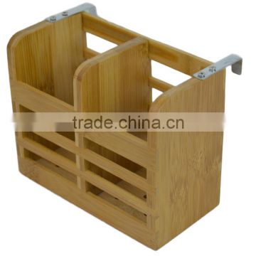 BH005/Hanger Bamboo Flatware Dish Rack Holder Accessory with Metal Utensil Clips