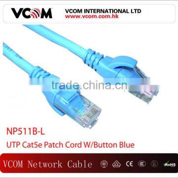 High Speed UTP Cat5e W/Button Blue Copper Patch Cord