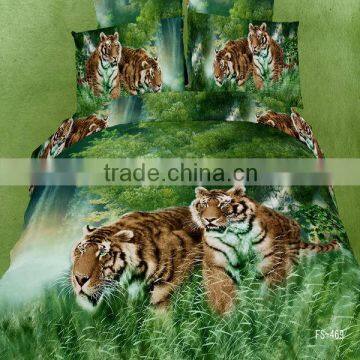 3D 100% cotton vivid and comforter tiger design bedding set with high quality and low price