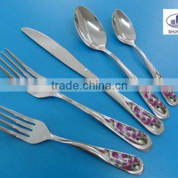 stainless steel cutlery with decal handle