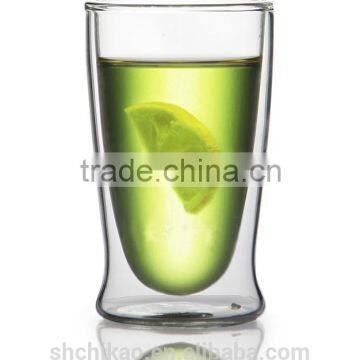 clear borosilicate glass double glass cup for factory