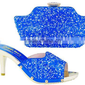 Thin Heel Women Slippers Mix Italian Designe Bag Shoes and Bag Set for Lady