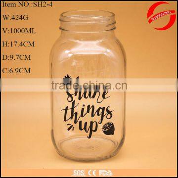 1000ml 1litre glass jar with print logo for sale