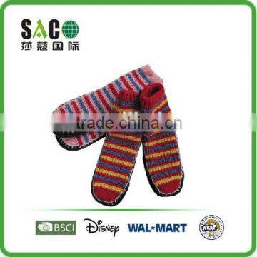 colourful stripe body crochet artificial leather soles acrylic floor socks