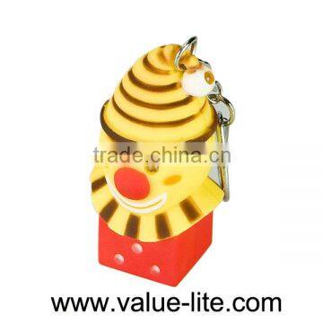 Hot sale plastic led keychain light with sound button cell different shape led light keychain