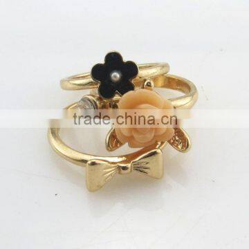 Spring style flower alloy rhinestone rings