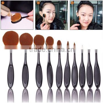 Best Selling Black Oval Makeup Brush Set 10, Oval Makeup Brush Set with Box