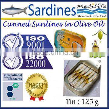 Canned Sardines in Olive Oil, Sardines in can in Olive Oil, High Quality Sardines, can of Sardines in Olive Oil,125 g