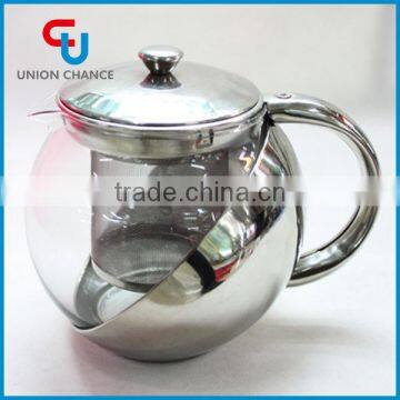 500ml,750ml,900ml,1100ml Glass Stainless Steel Teapot with Color Box