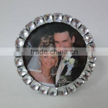 promotional round mirror frame glass photo frame with Acrylic jewelry