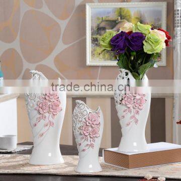 elegant ceramic vase, exquisite ceramic flower vase , pink flower design porcelain vase