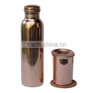 Copper Water Bottle With Matching Glass Set | Pure Copper Water Bottle High Quality