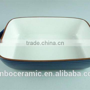 Colorful Cute Ceramic Bakingdish Rectangular Baking Dishes Stoneware Bakeware With Handles photo-5