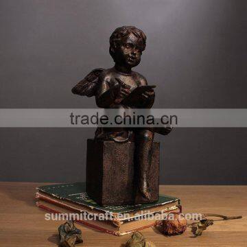 Resin rust color vintage writing small angel figurines