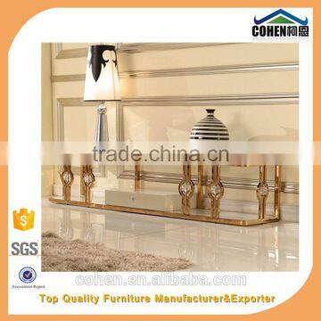 Deluxe Living Room Stainless Steel Marble Console Table in Golden Color F818G