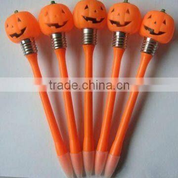 Halloween Pumpkin shape Led light Plastic ball pen