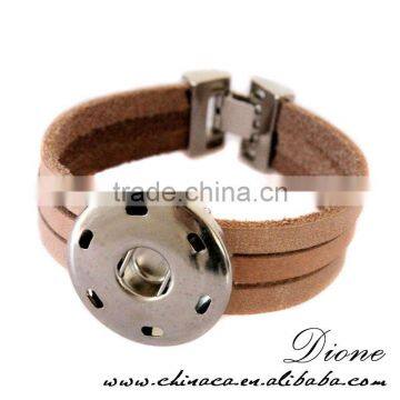 Hottest Design Wholesale Shiny Fashion Leather Snap Charm Button Bracelet photo-3