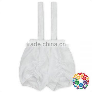 Plain White Cotton Baby Girl Suspender Shorts Summer Strape Kids Ruffle Shorts