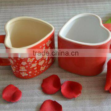 heart shape ceramic coffee mug for valentine